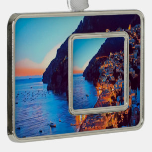 ldp POSITANO Amalfi Coast - sunset taken by Hotel Silver Plated Framed Ornament