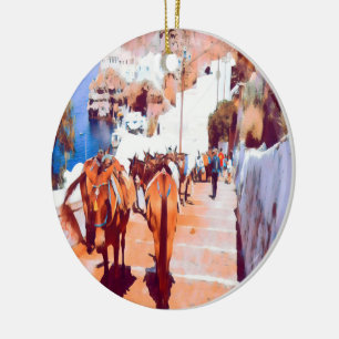 ldp SANTORINI - Donkey trail - Fira - Ceramic Tree Decoration