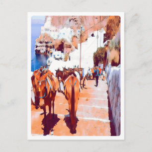 ldp SANTORINI - Donkey trail - Fira - Postcard