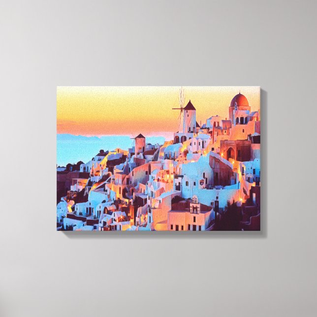 ldp SANTORINI - panorama - by nigth - Canvas Print (Front)