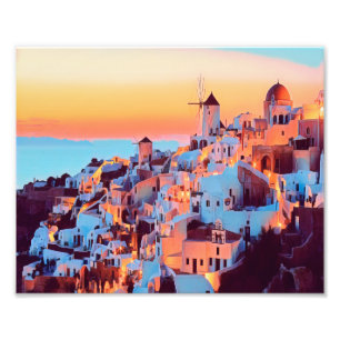 ldp SANTORINI - panorama - by nigth - Photo Print