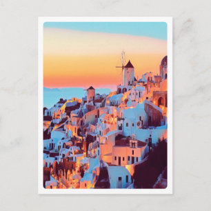 ldp SANTORINI - panorama - by nigth - Postcard