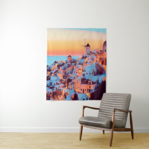 ldp SANTORINI - panorama - by nigth - Tapestry