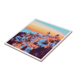 ldp SANTORINI - panorama - by nigth - Tile