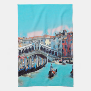 ldp VENICE - gondolas - rialto - Tea Towel
