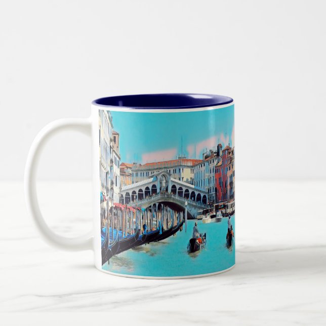 ldp VENICE - gondolas - rialto - Two-Tone Coffee Mug (Left)