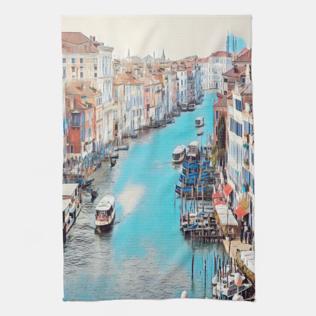 ldp VENICE - View of the Grand Canal from Rialto Tea Towel (Vertical)