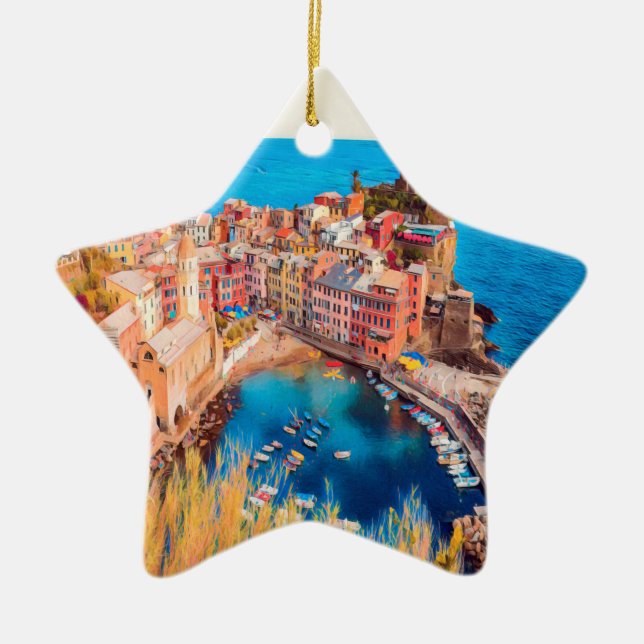 ldp VERNAZZA - Cinque Terre - Ceramic Tree Decoration (Front)