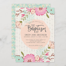 LDS BAPTISM INVITATION | Elegant Chic Floral Girl