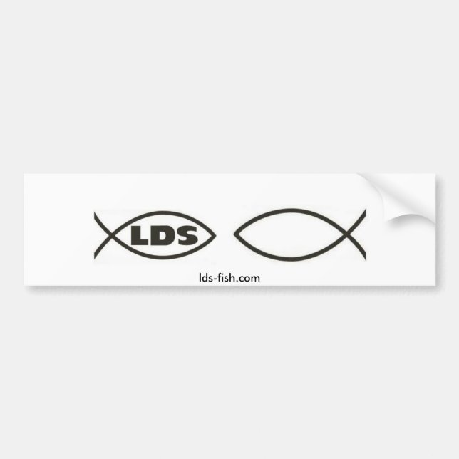 lds fish logo, right blank fish, lds-fish.com bumper sticker (Front)