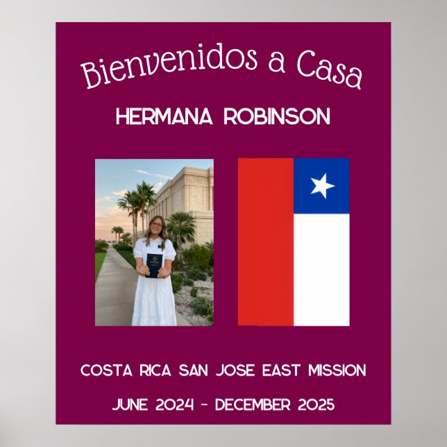 LDS Missionary Welcome Home Custom Spanish Poster  (Front)