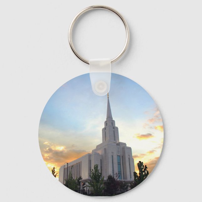LDS mormon Oquirrh Mountain Utah temple Key Ring (Front)