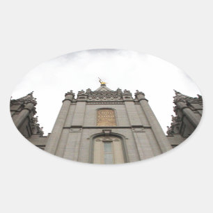 LDS Mormon Salt Lake City Temple photograph Oval Sticker