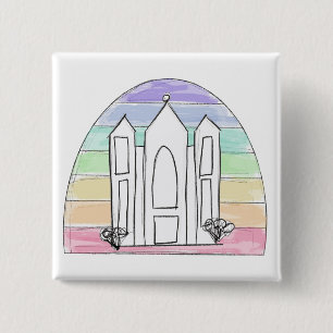 LDS Salt Lake City Temple rainbow sunset mormon 15 Cm Square Badge