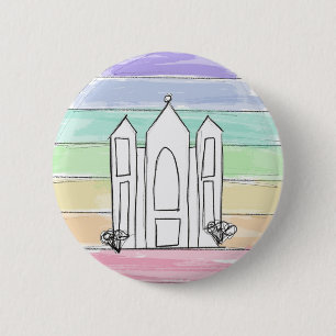 LDS Salt Lake City Temple rainbow sunset mormon 6 Cm Round Badge