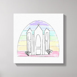 LDS Salt Lake City Temple rainbow sunset mormon  Canvas Print