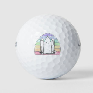 LDS Salt Lake City Temple rainbow sunset mormon Golf Balls