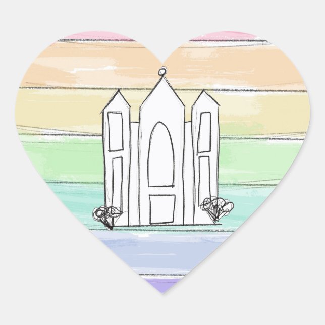 LDS Salt Lake City Temple rainbow sunset mormon  Heart Sticker (Front)