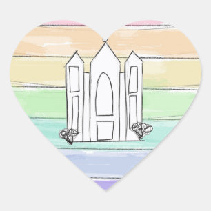 LDS Salt Lake City Temple rainbow sunset mormon Heart Sticker