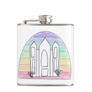 LDS Salt Lake City Temple rainbow sunset mormon Hip Flask