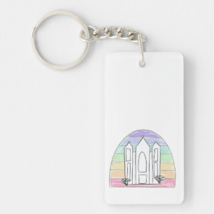 LDS Salt Lake City Temple rainbow sunset mormon Key Ring