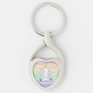 LDS Salt Lake City Temple rainbow sunset mormon  Key Ring
