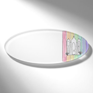 LDS Salt Lake City Temple rainbow sunset mormon Name Tag