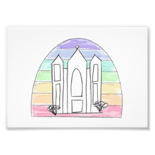 LDS Salt Lake City Temple rainbow sunset mormon Photo Print
