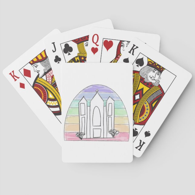 LDS Salt Lake City Temple rainbow sunset mormon  Playing Cards (Back)