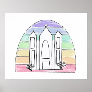 LDS Salt Lake City Temple rainbow sunset mormon Poster