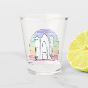 LDS Salt Lake City Temple rainbow sunset mormon Shot Glass