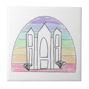 LDS Salt Lake City Temple rainbow sunset mormon Tile