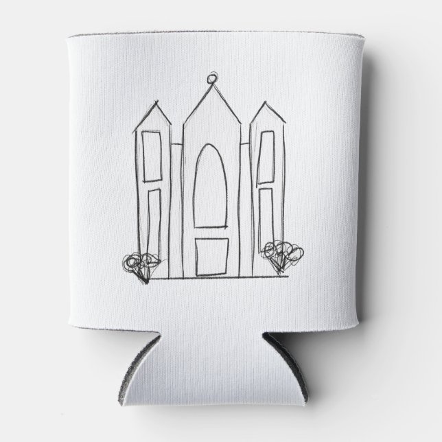 LDS Salt Lake City Temple simple modern mormon  Can Cooler (Front)