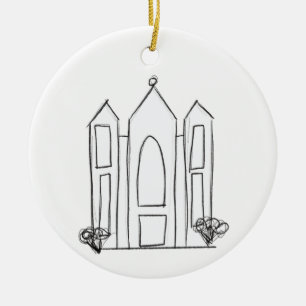 LDS Salt Lake City Temple simple modern mormon Ceramic Tree Decoration