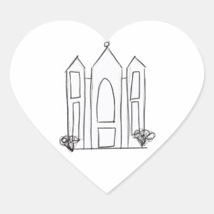 LDS Salt Lake City Temple simple modern mormon  Heart Sticker