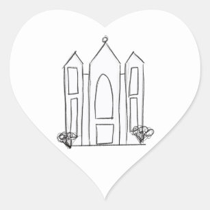 LDS Salt Lake City Temple simple modern mormon   Heart Sticker