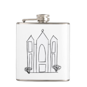 LDS Salt Lake City Temple simple modern mormon Hip Flask