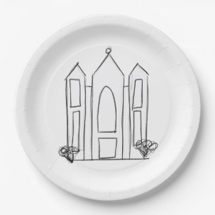 LDS Salt Lake City Temple simple modern mormon Paper Plate