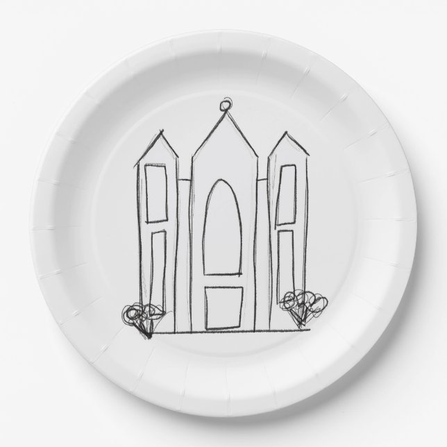 LDS Salt Lake City Temple simple modern mormon  Paper Plate (Front)