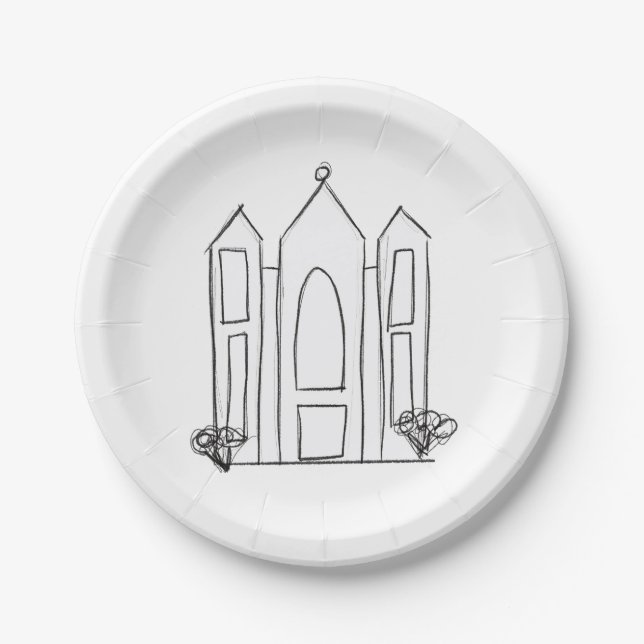 LDS Salt Lake City Temple simple modern mormon   Paper Plate (Front)