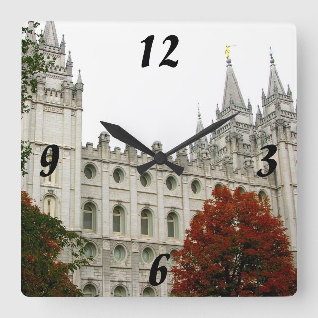 LDS Temple Salt Lake City Square Wall Clock (Front)