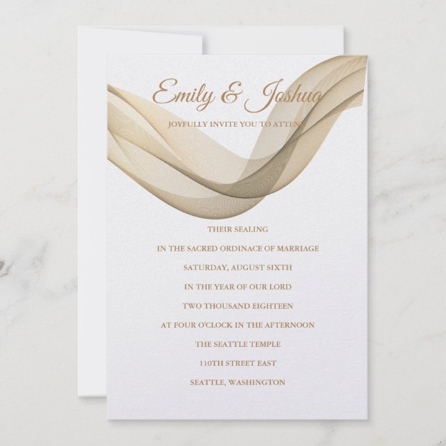 LDS Temple Wedding Invitation-The Veil Invitation (Front)