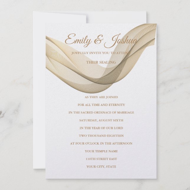 LDS Temple Wedding Invitation-The Veil Invitation (Front)
