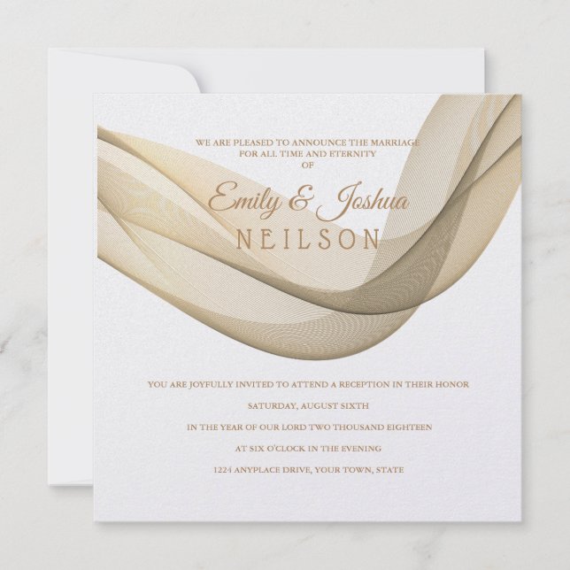 LDS Temple Wedding Reception Invitation-The Veil I Invitation (Front)