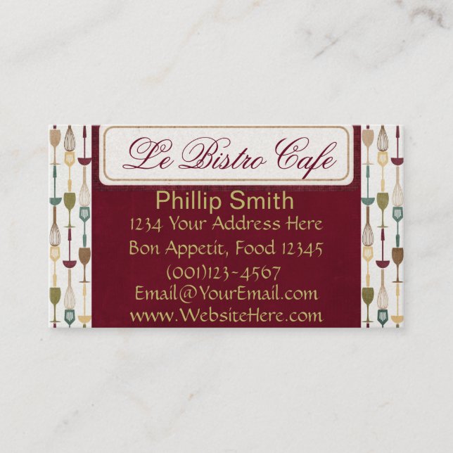 Le Bistro Cafe Business Cards (Front)