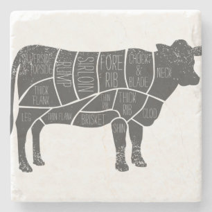 le Butcher Chart Stone Coaster