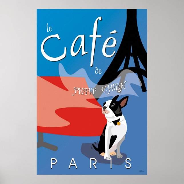Le Cafe de Petit Chien, Paris (bleu) Poster (Front)