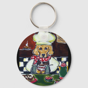 Le Cafe Golden Retriever Key Ring