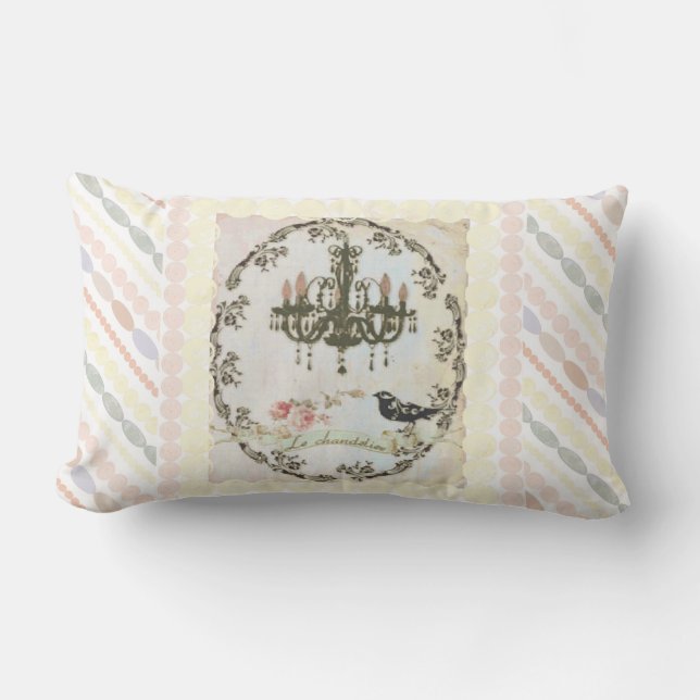 "Le Chandelier" Pearls and Roses  Pillow (Front)