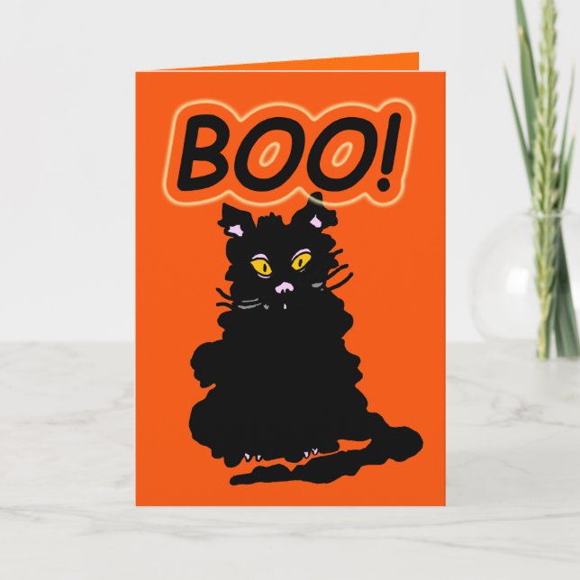 Le Chat Claude's  Cousin "Boo" Halloween Card (Front)